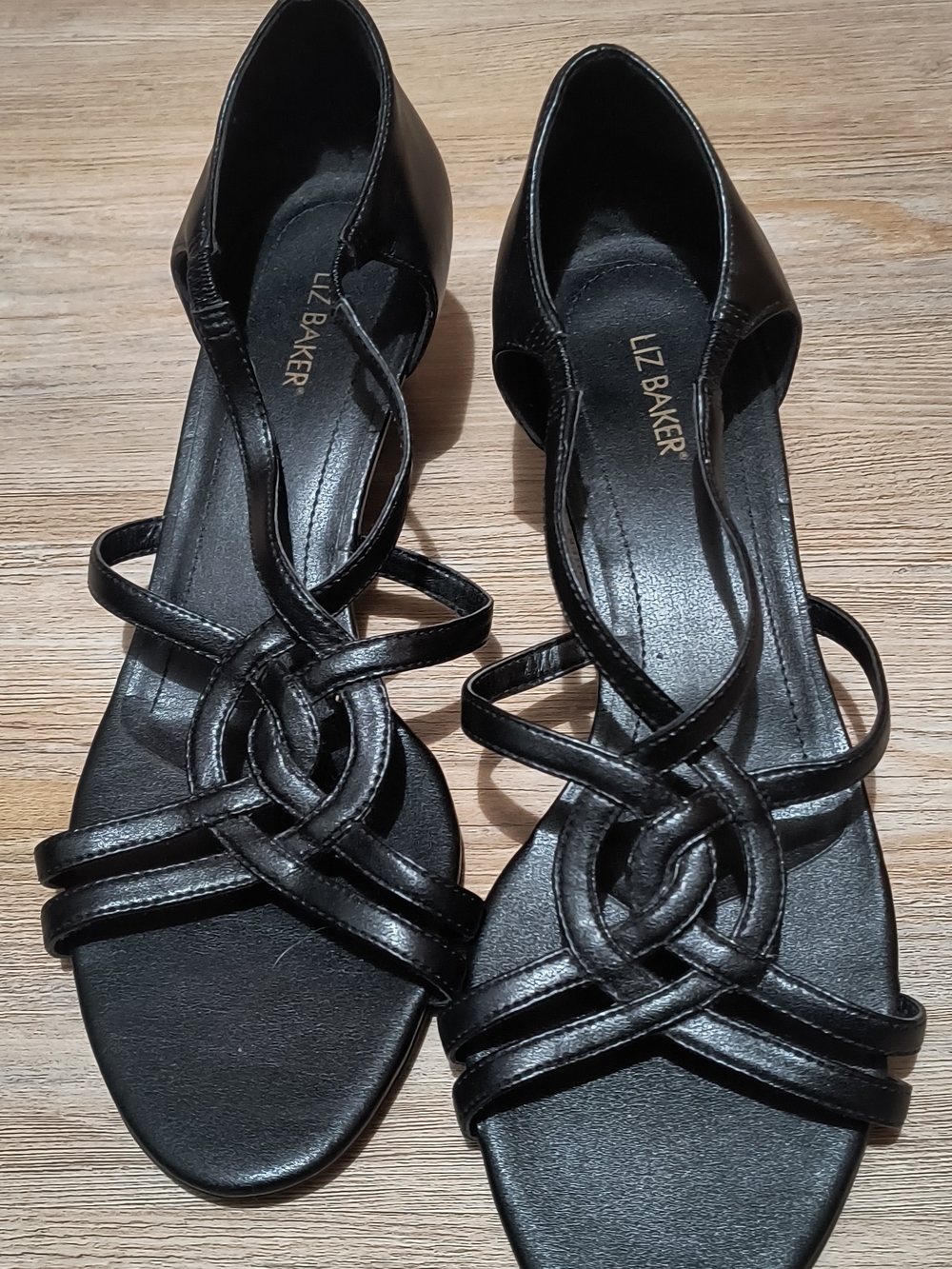 Liz Baker Black Strappy Knot Sandals for Women